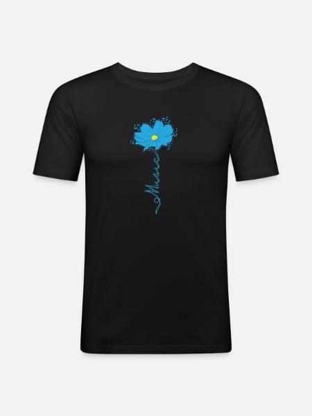Music with Flower Musical Note - Men's Slim Fit T-Shirt - black