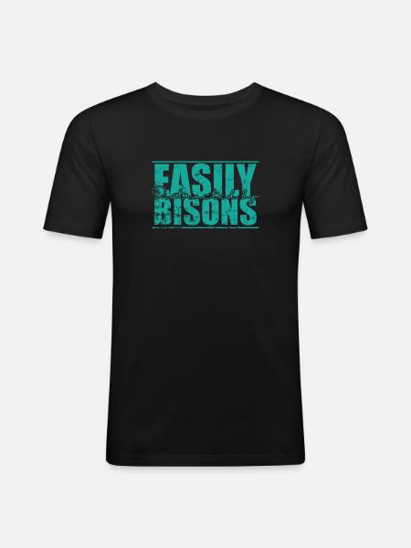 Easily Distracted by Bison Animal - Men's Slim Fit T-Shirt - black