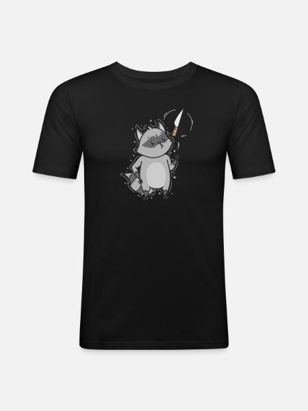Wäschbar mit Messer Allesfresser - Männer Slim Fit T-Shirt - Schwarz
