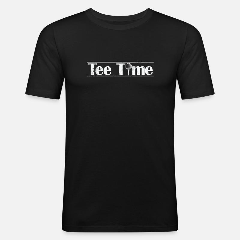 Tee Time Pause Golf - Männer Slim Fit T-Shirt - Schwarz