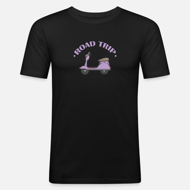 Road Trip Roller Abenteuer Reise - Männer Slim Fit T-Shirt - Schwarz
