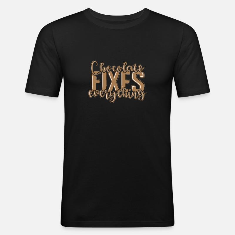 Chocolate Fixes everything Whole Milk - Men's Slim Fit T-Shirt - black