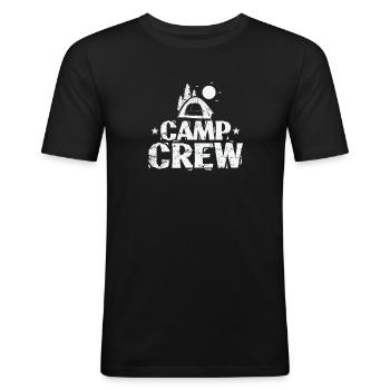 Camp Crew Urlaub Berge Freiheit - Männer Slim Fit T-Shirt - Schwarz - Vorne - Nik (191cm)