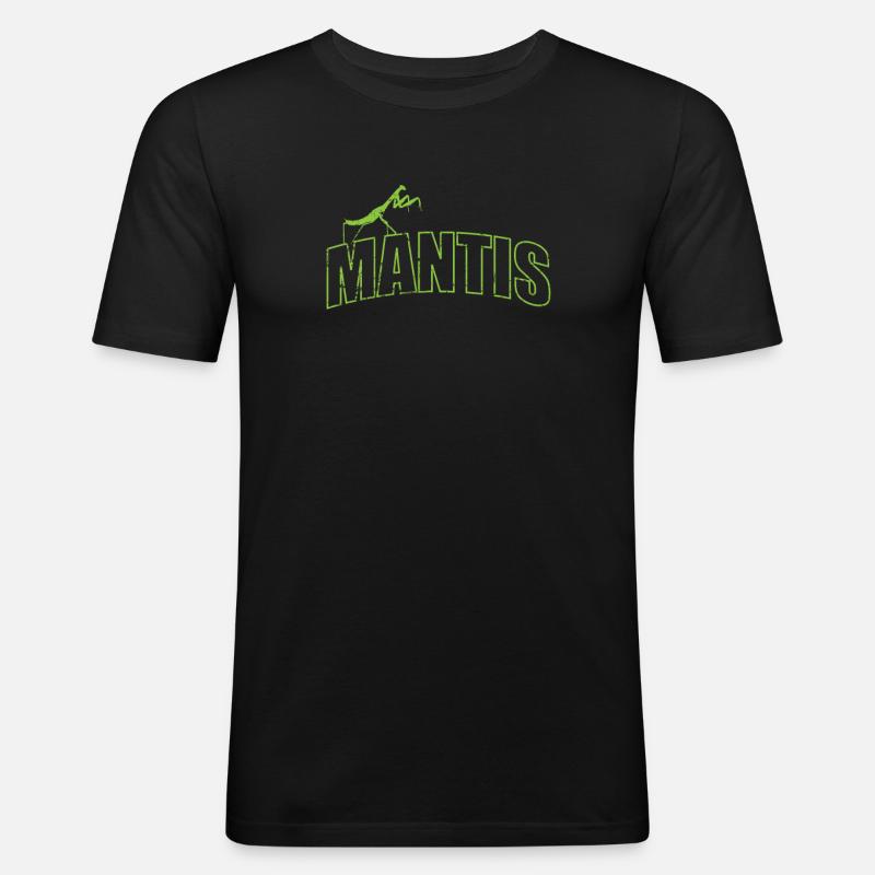 Mantis Insekt auf der Schrift - Männer Slim Fit T-Shirt - Schwarz