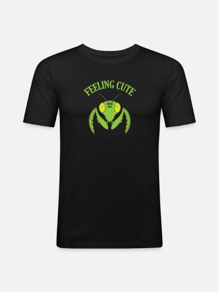 Feeling Cute Mantis - Männer Slim Fit T-Shirt - Schwarz