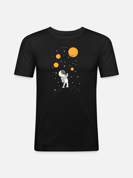 Astronaute dans l’espace lointain - T-shirt près du corps Homme - noir