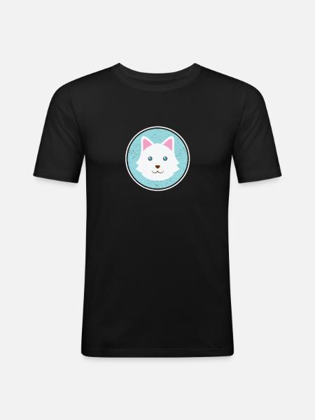cute dog with white fur - Men's Slim Fit T-Shirt - black