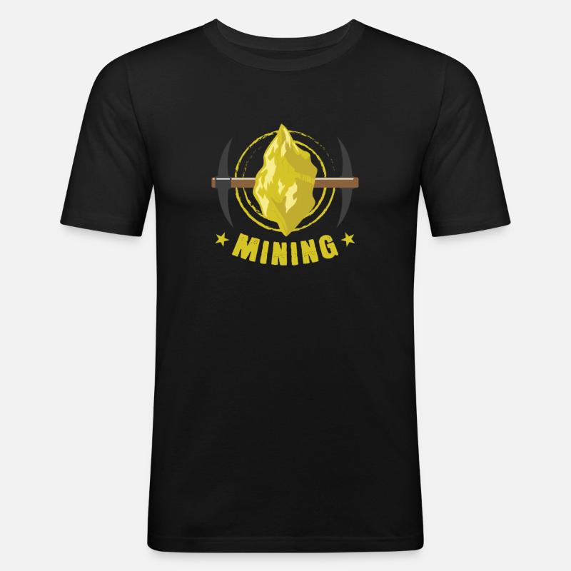 Aurum Klumpen "Mining" - Männer Slim Fit T-Shirt - Schwarz