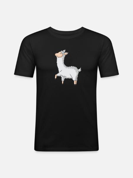 Happy, relaxed llama - Men's Slim Fit T-Shirt - black