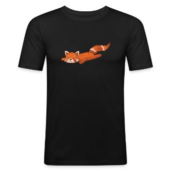 Panda roux ours chat bambou - T-shirt près du corps Homme - noir - Devant - Nik (191cm)