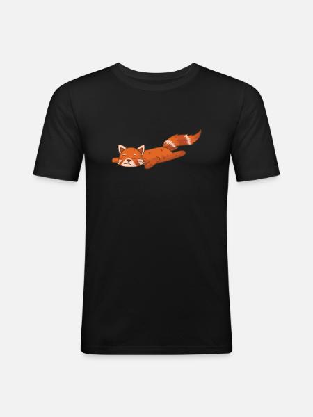 Red Panda Bear Cat Bamboo - Men's Slim Fit T-Shirt - black