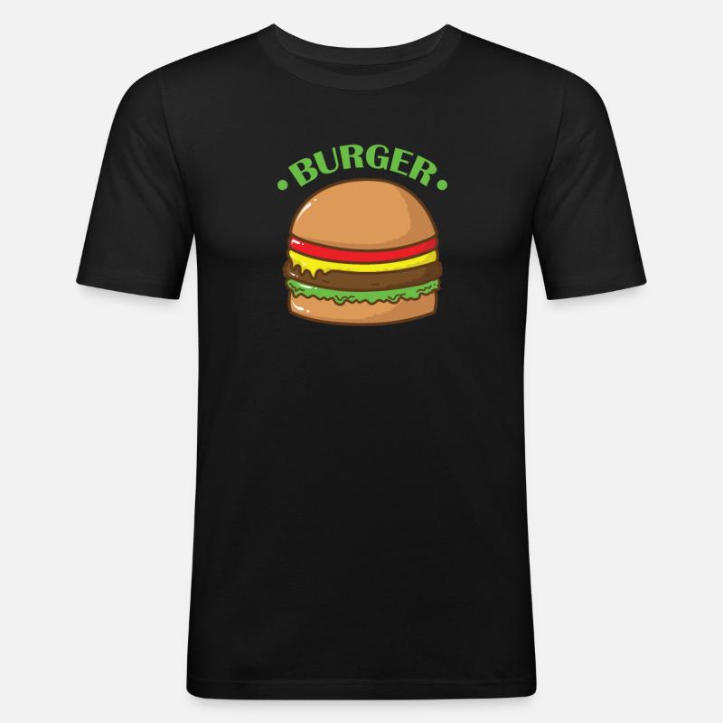 Burger Fastfood lecker - Männer Slim Fit T-Shirt - Schwarz