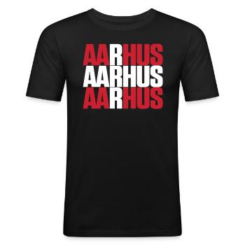 Aarhus Danemark Drapeau - T-shirt près du corps Homme - noir - Devant - Nik (191cm)