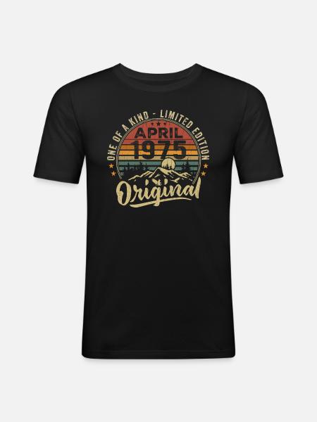 April 1975 Vintage 1975 Birthday Gift - Men's Slim Fit T-Shirt - black