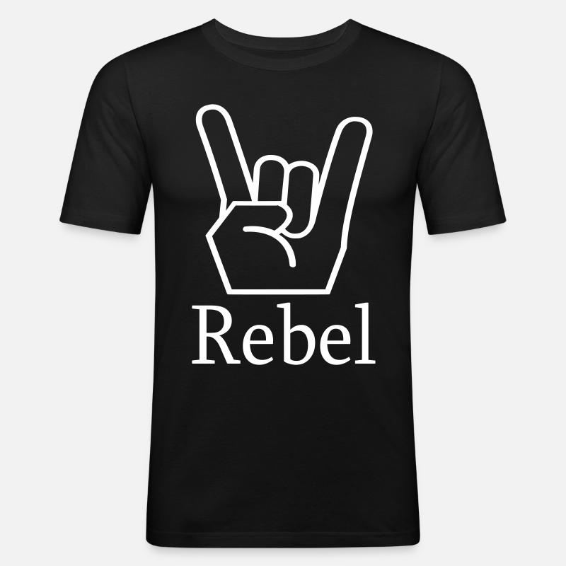 Rebel Metalfaust - Männer Slim Fit T-Shirt - Schwarz