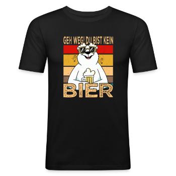 Geh weg! Du bist kein Bier Vatertag Bier Saufshirt - Männer Slim Fit T-Shirt - Schwarz - Vorne - Nik (191cm)