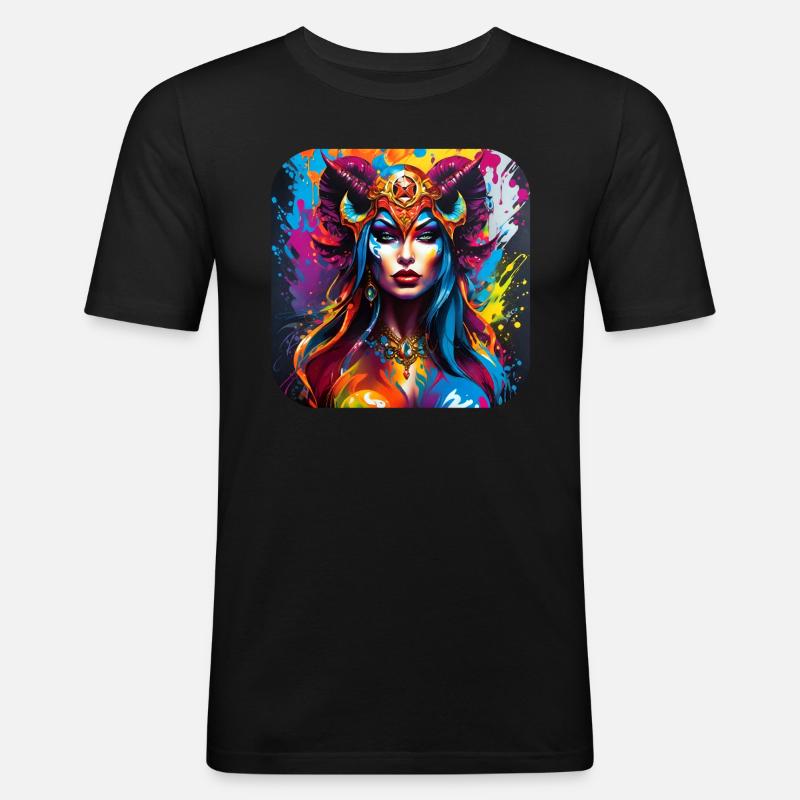 Dämonin im Graffiti Style - Männer Slim Fit T-Shirt - Schwarz