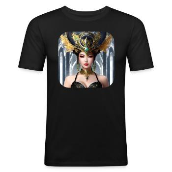 Wunderschöne Fantasy Elfe - Männer Slim Fit T-Shirt - Schwarz - Vorne - Nik (191cm)
