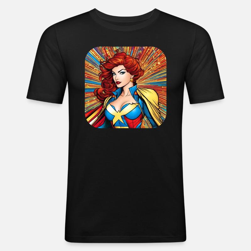 Superheldin - Männer Slim Fit T-Shirt - Schwarz