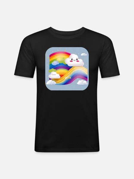 Cute clouds with rainbow - Men's Slim Fit T-Shirt - black
