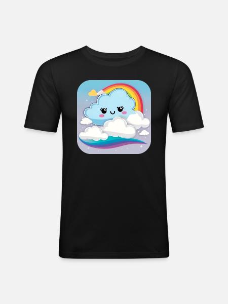 Cute cloud with rainbow - Men's Slim Fit T-Shirt - black