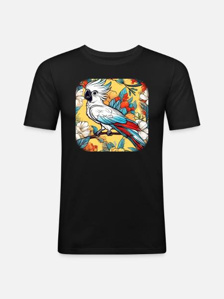 Cute Cockatoo Parrot - Men's Slim Fit T-Shirt - black