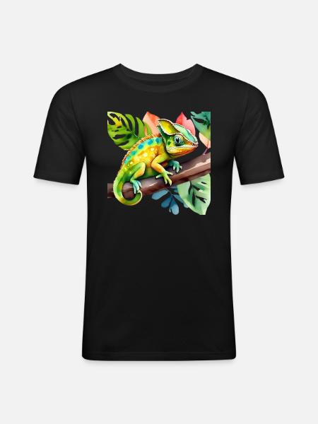 Cute little chameleon - Men's Slim Fit T-Shirt - black