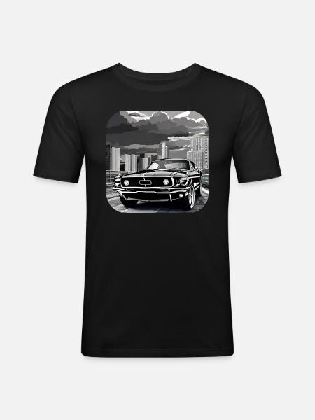 Oldtimer Drift Auto Turbo Rallye - Männer Slim Fit T-Shirt - Schwarz