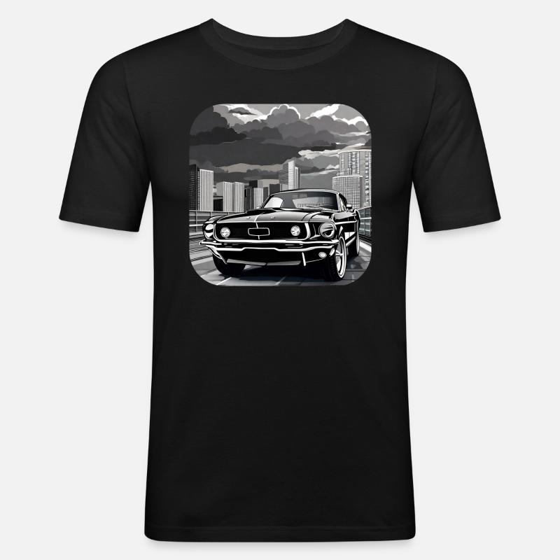 Oldtimer Drift Auto Turbo Rallye - Männer Slim Fit T-Shirt - Schwarz