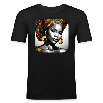 Graceful beauty - Men's Slim Fit T-Shirt - black - Front - Nik (191cm)