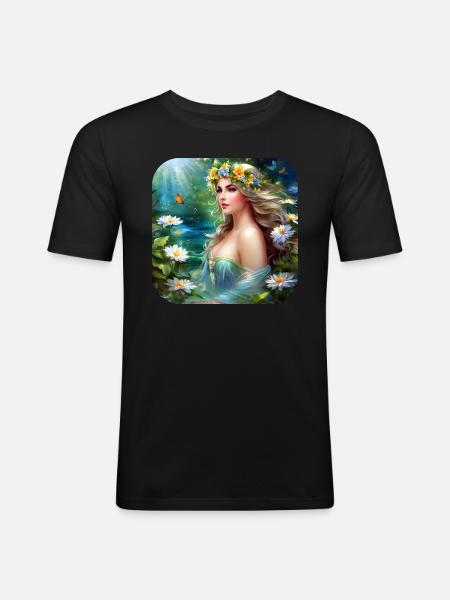Wunderschöne Blumen Nymphe - Männer Slim Fit T-Shirt - Schwarz