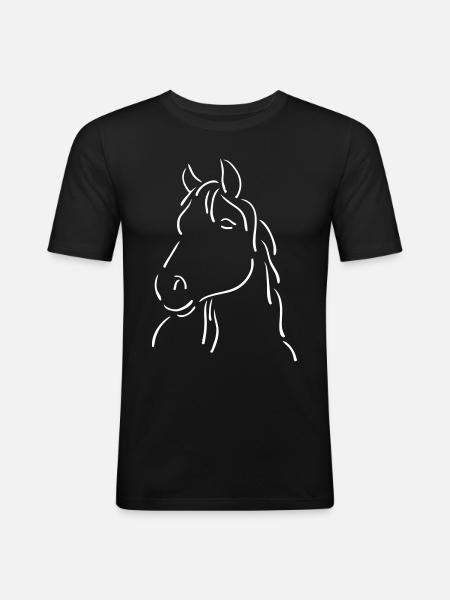cheval - T-shirt près du corps Homme - noir