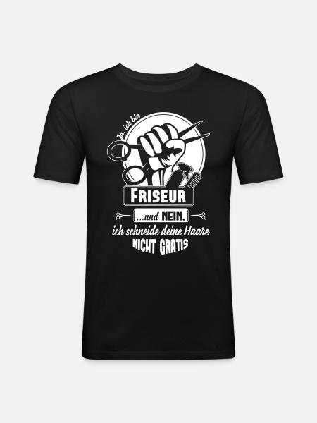 Ja ich bin Friseur - Männer Slim Fit T-Shirt - Schwarz