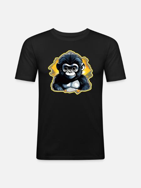Mignon bébé gorille - T-shirt près du corps Homme - noir