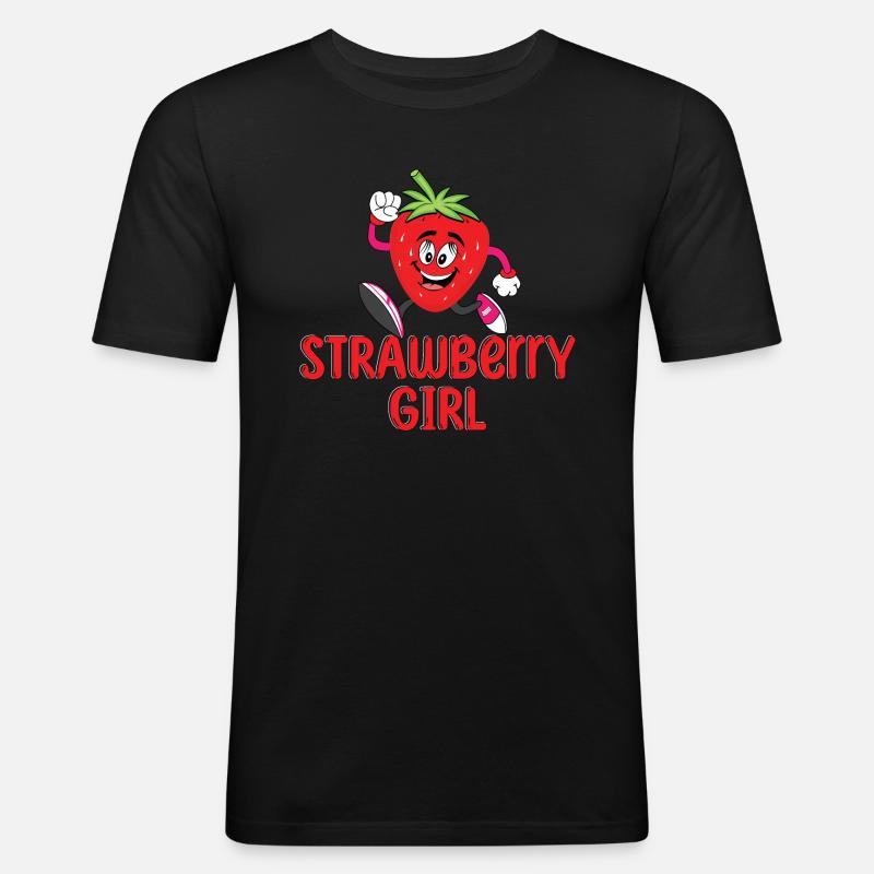 Erdbeer-Mädchen - Männer Slim Fit T-Shirt - Schwarz