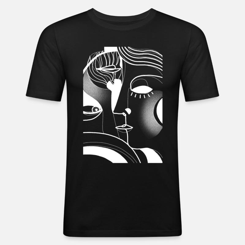 Er & Sie - Männer Slim Fit T-Shirt - Schwarz
