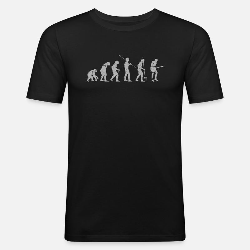 Evolution Musik Gitarre - Männer Slim Fit T-Shirt - Schwarz