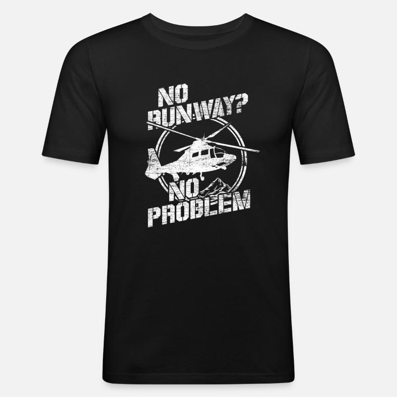 Pilot Startbahn - Männer Slim Fit T-Shirt - Schwarz