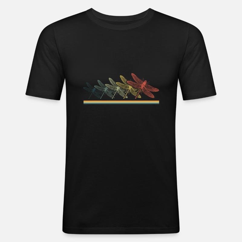 Libelle Feinde - Männer Slim Fit T-Shirt - Schwarz