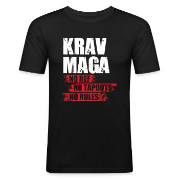 Krav Maga - Männer Slim Fit T-Shirt - Schwarz - Vorne - Nik (191cm)