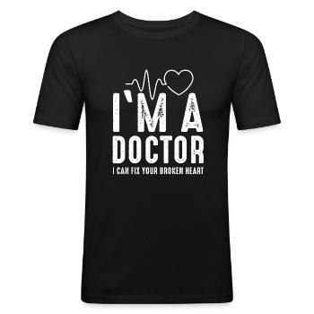 médecin - T-shirt près du corps Homme - noir - Devant - Nik (191cm)