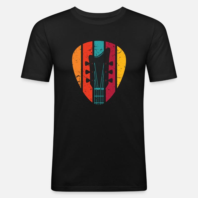 Gitarre - Männer Slim Fit T-Shirt - Schwarz