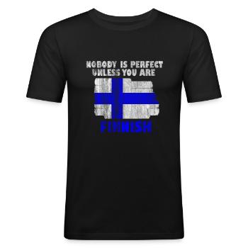 Finlande - T-shirt près du corps Homme - noir - Devant - Nik (191cm)