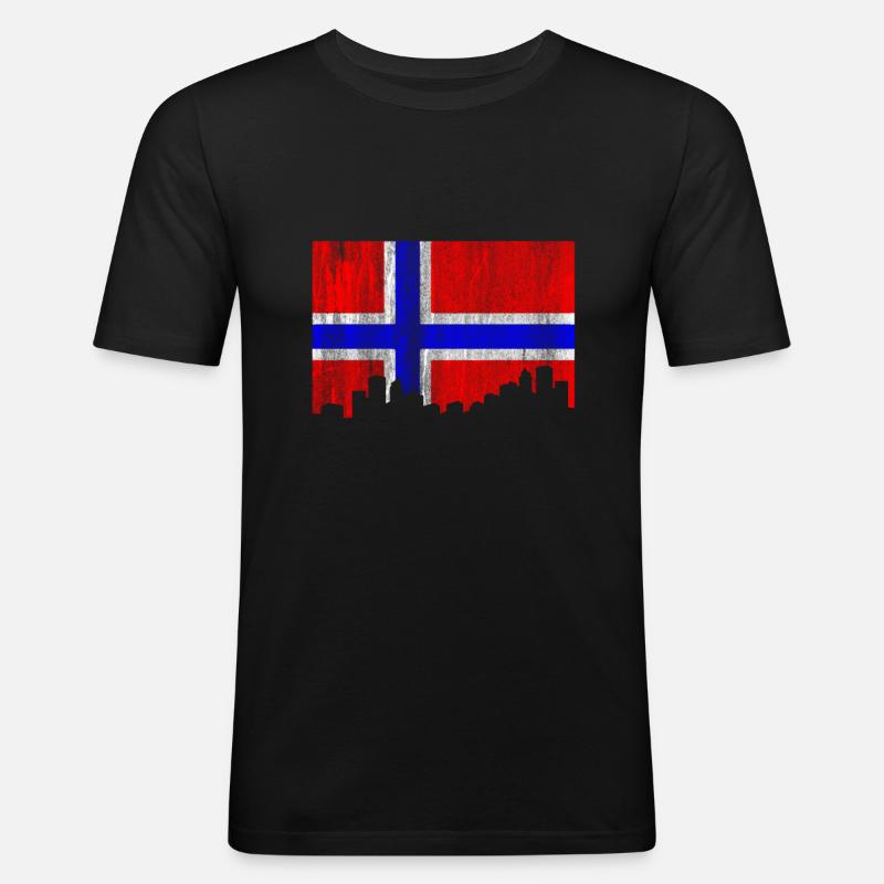 Norwegen - Männer Slim Fit T-Shirt - Schwarz