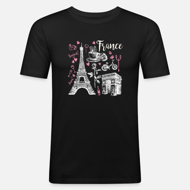 Frankreich Paris - Männer Slim Fit T-Shirt - Schwarz
