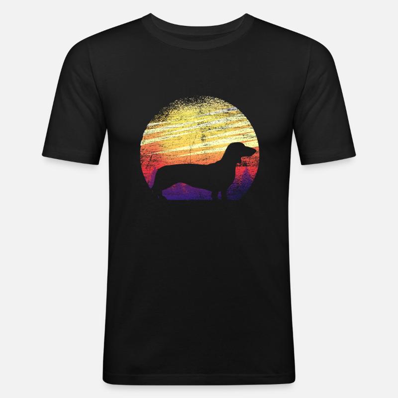 Dackel - Männer Slim Fit T-Shirt - Schwarz