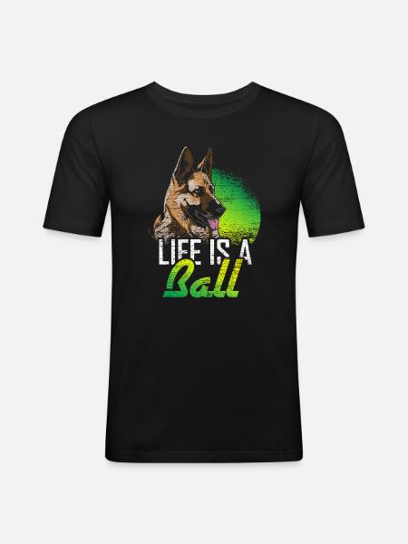 German Shepherd Dog Playing - Men's Slim Fit T-Shirt - black