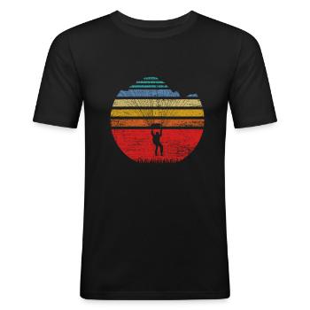 Paragliding Gleitschirm - Männer Slim Fit T-Shirt - Schwarz - Vorne - Nik (191cm)