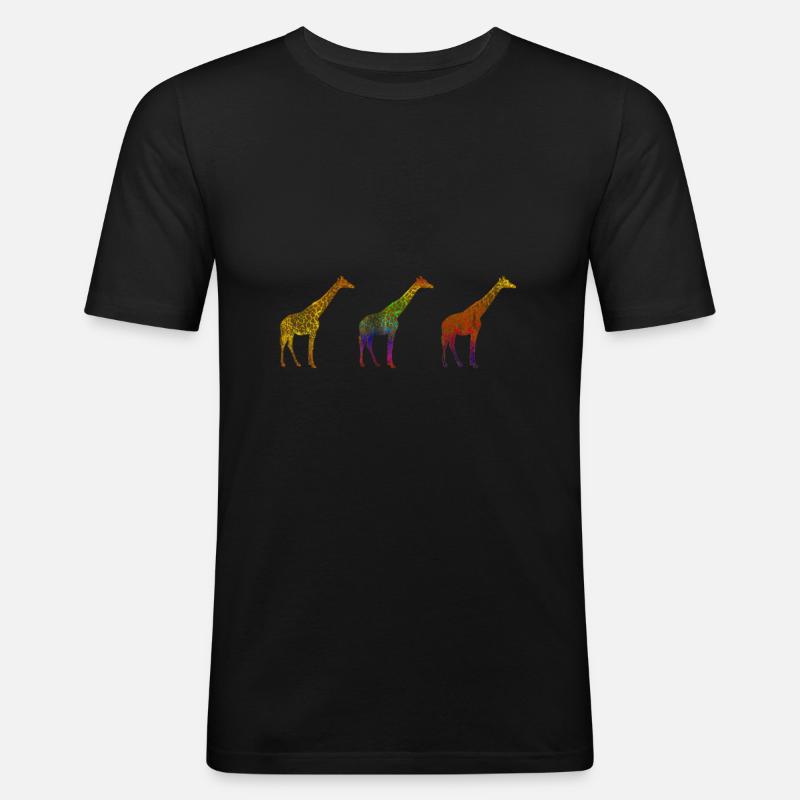 Giraffe Savanne - Männer Slim Fit T-Shirt - Schwarz