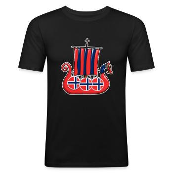 Histoire de la Norvège - T-shirt près du corps Homme - noir - Devant - Nik (191cm)